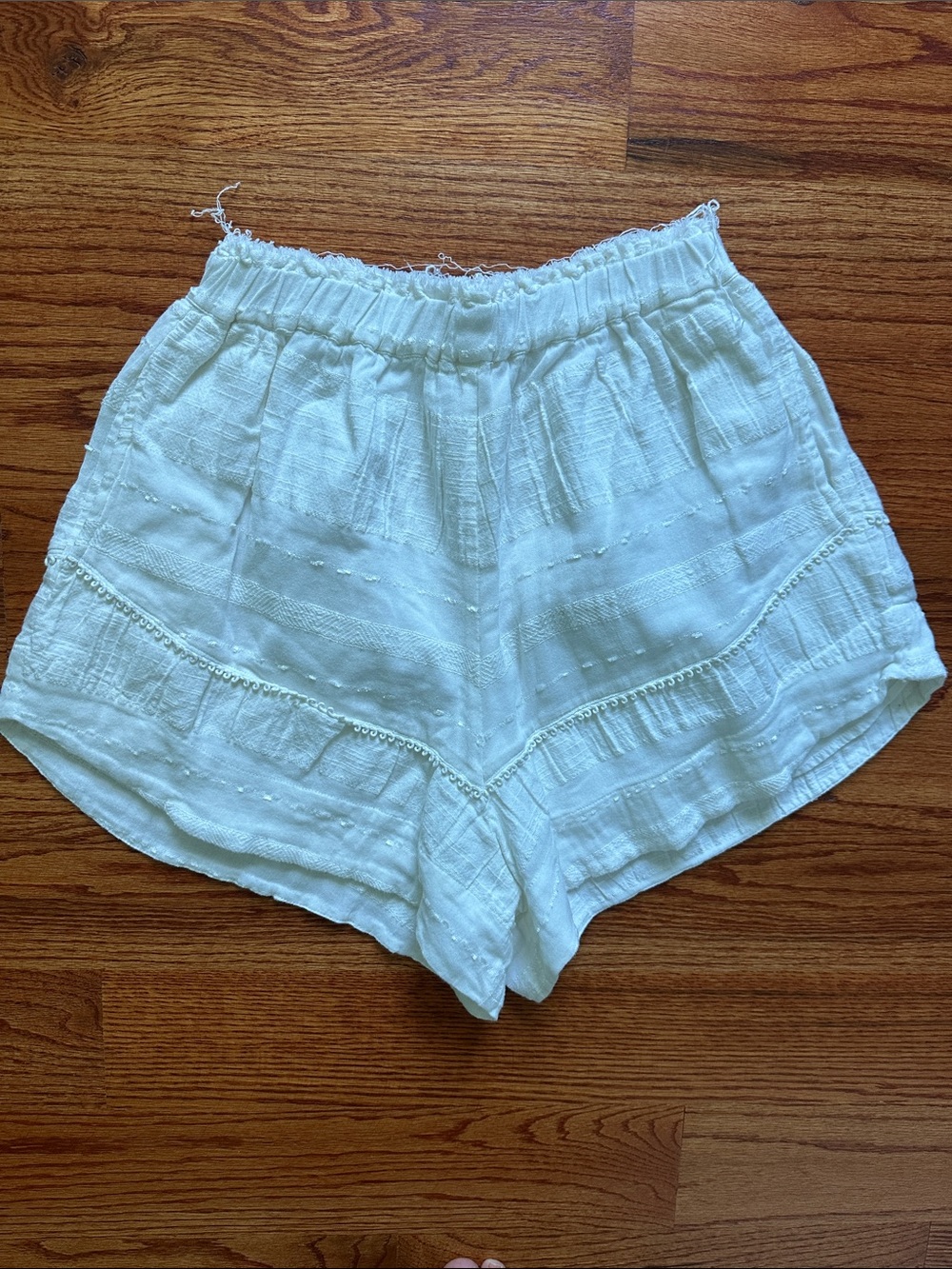 Free People White Elastic Waist  Shorts